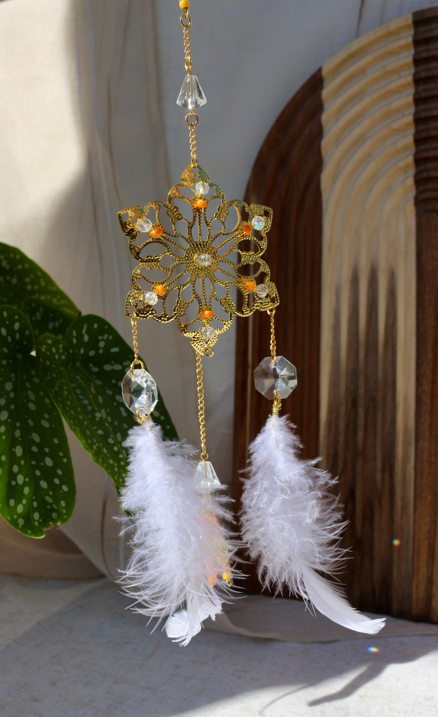 Solenne — Suncatcher en citrine et cornaline - Attrape soleil en pierres naturelles