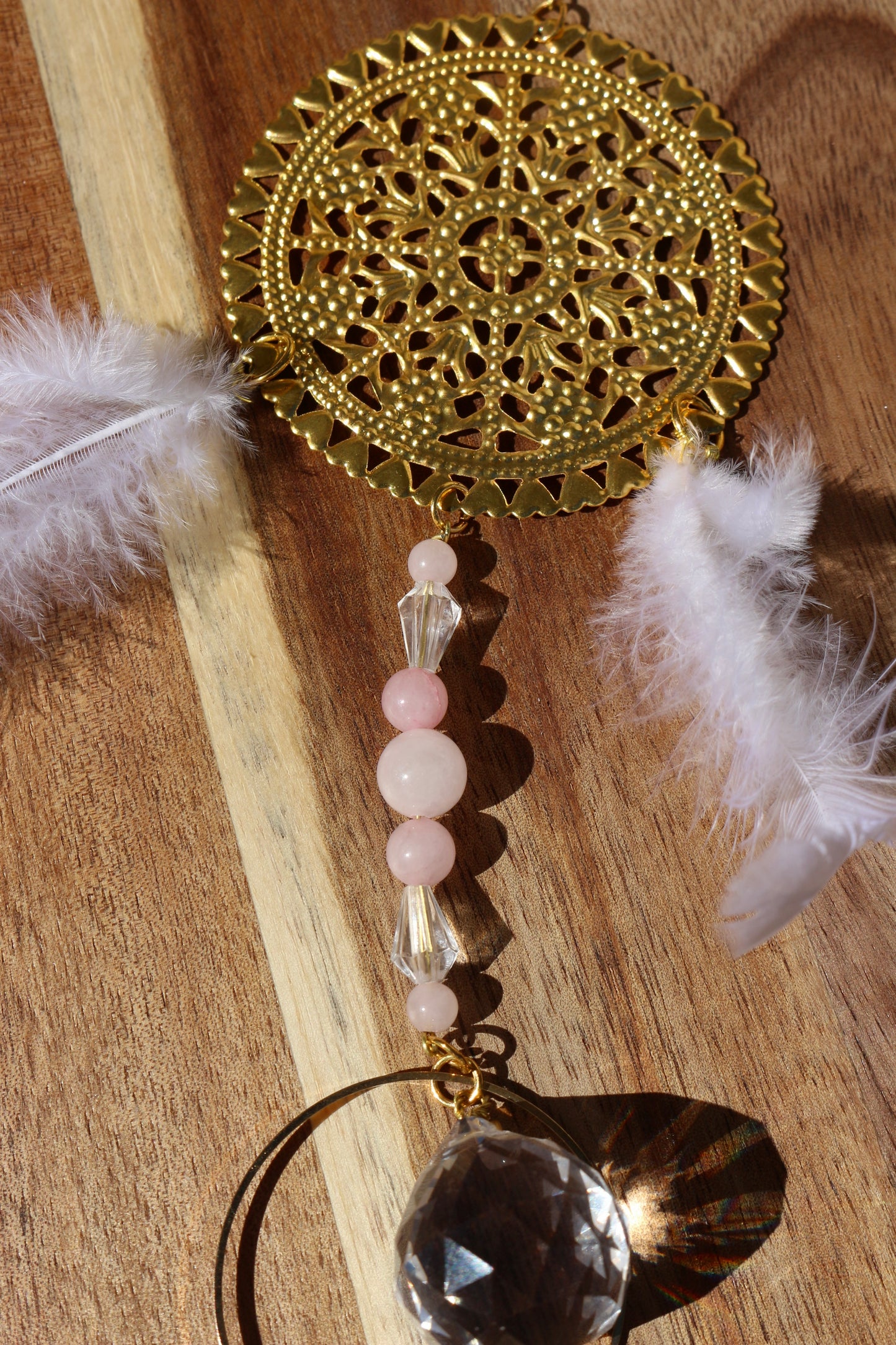 Rosalÿa — Suncatcher en quartz rose - Attrape soleil en pierres naturelles