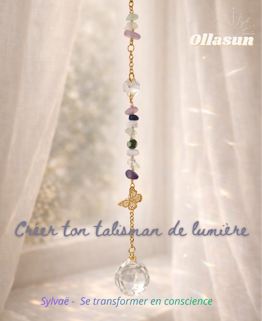 Kit DIY Attrape-Soleil Sylvaë - Fluorite et Agate arbre - Suncatcher Ollasun