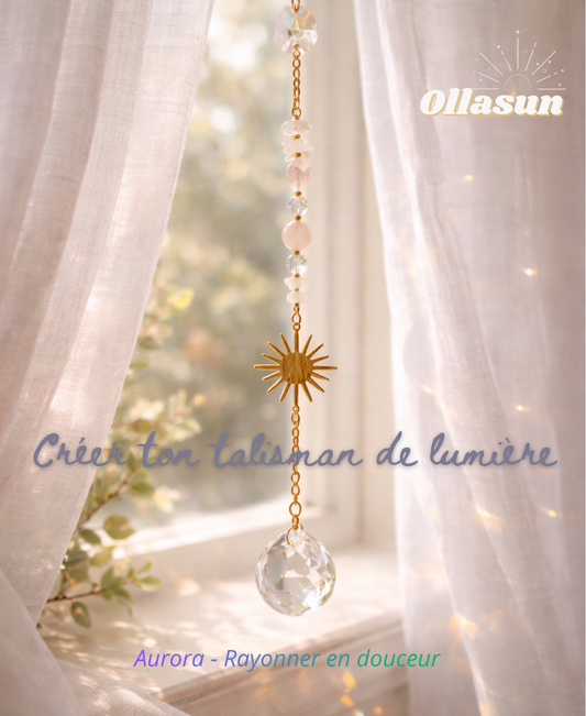 Kit DIY Attrape-Soleil Aurora - Quartz et quartz rose - Suncatcher Ollasun