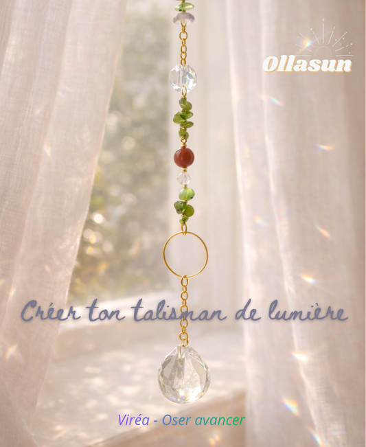 Kit DIY Attrape-Soleil Viréa - Péridot et agate rouge- Suncatcher Ollasun