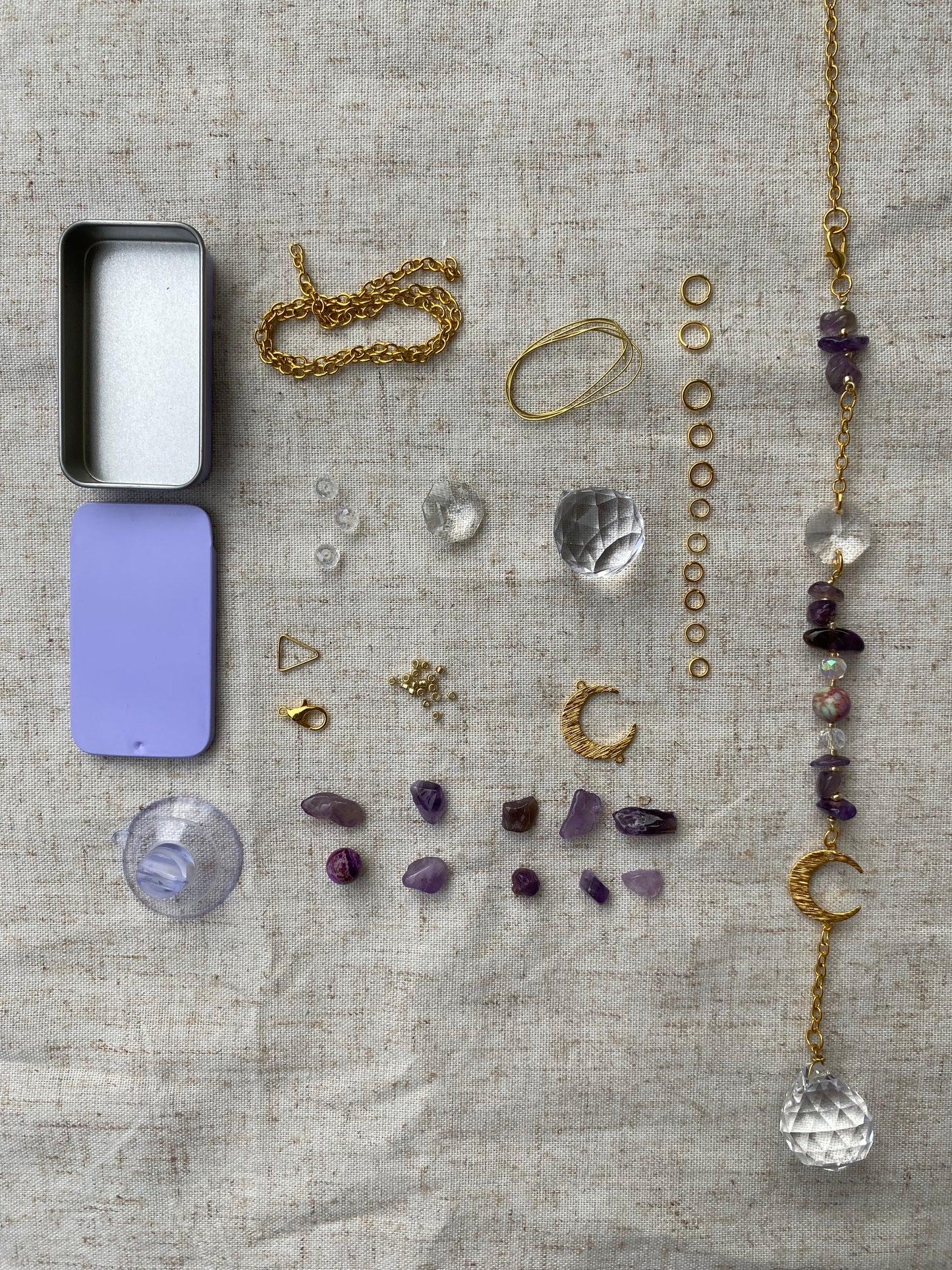 Kit DIY Attrape-Soleil Noctéa - Améthyste et jaspe violet - Suncatcher Ollasun