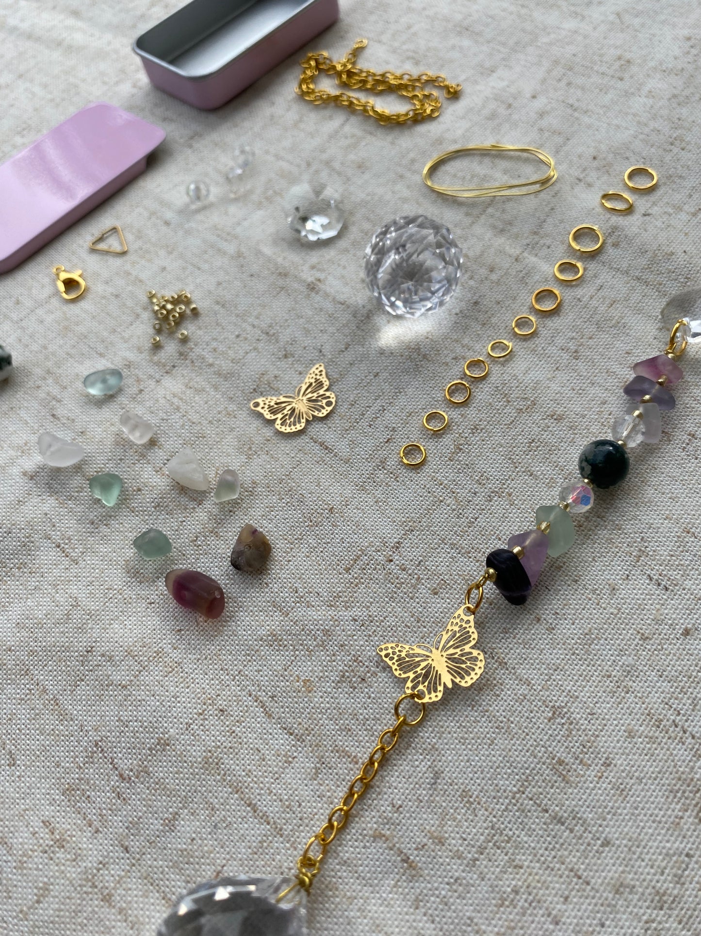 Kit DIY Attrape-Soleil Sylvaë - Fluorite et Agate arbre - Suncatcher Ollasun