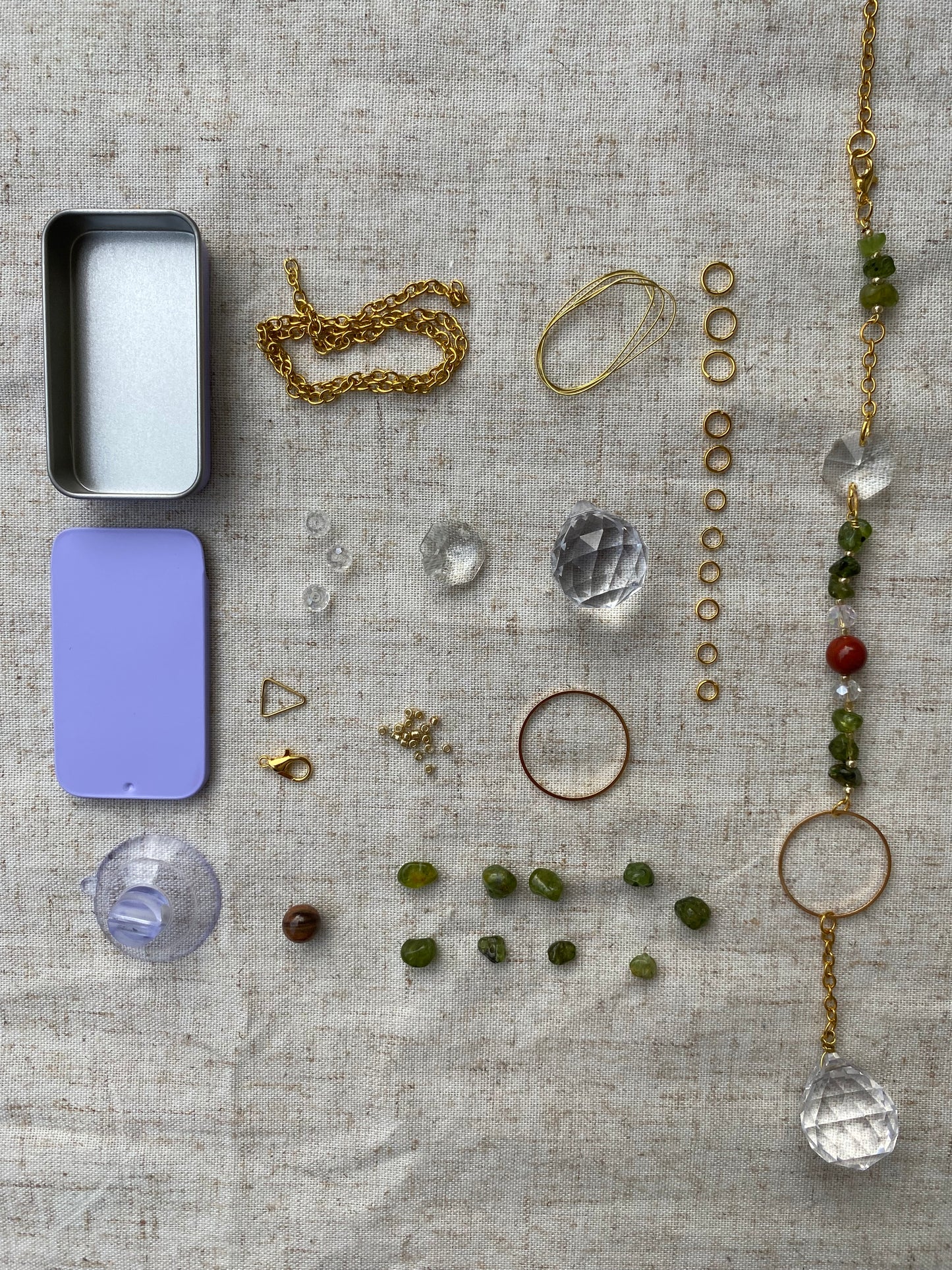 Kit DIY Attrape-Soleil Viréa - Péridot et agate rouge- Suncatcher Ollasun