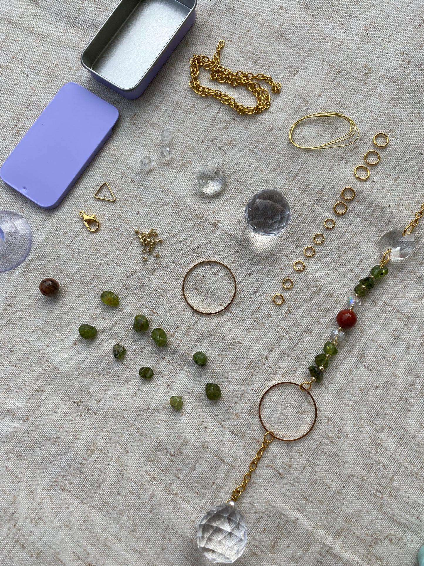 Kit DIY Attrape-Soleil Viréa - Péridot et agate rouge- Suncatcher Ollasun