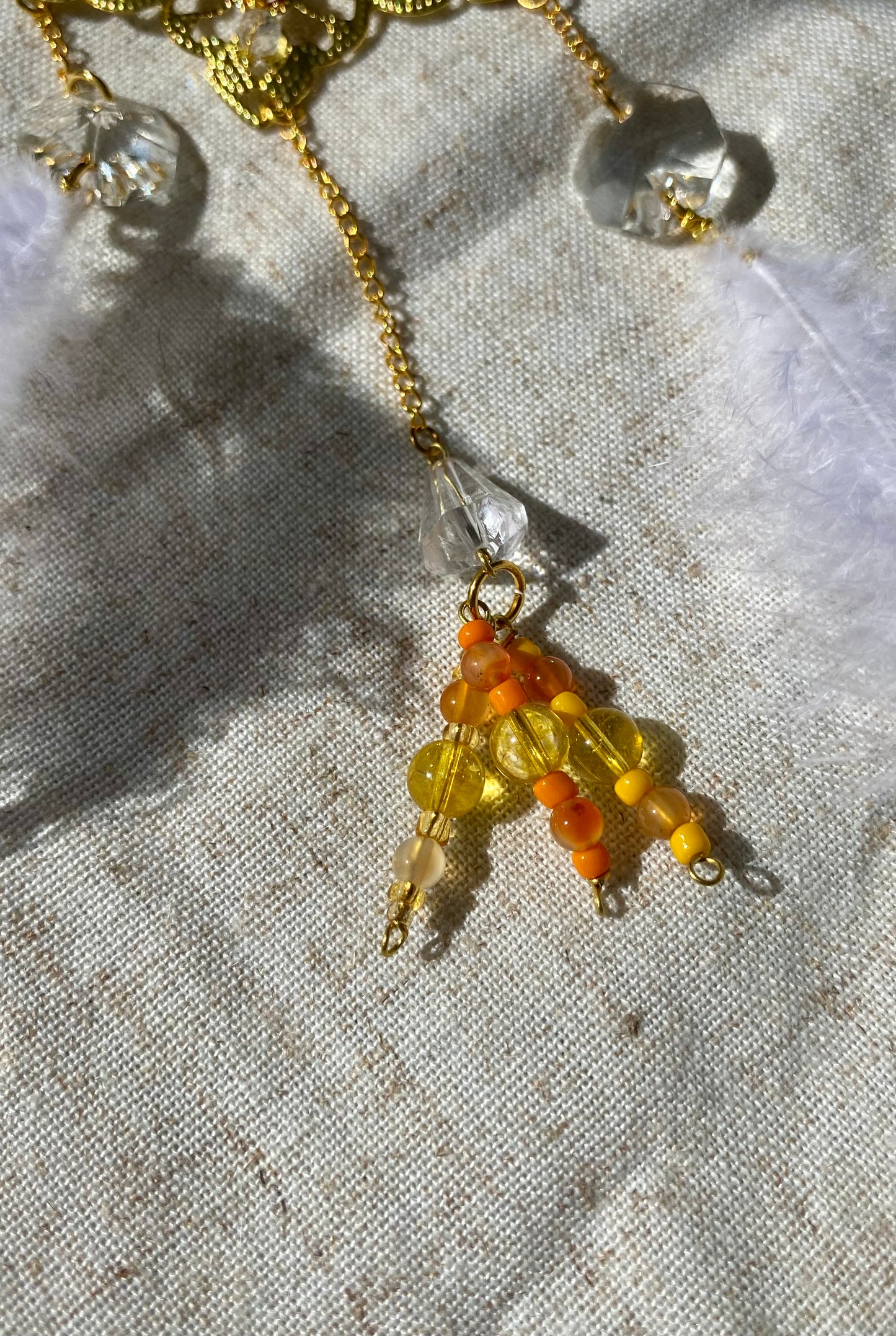 Solenne — Suncatcher en citrine et cornaline - Attrape soleil en pierres naturelles