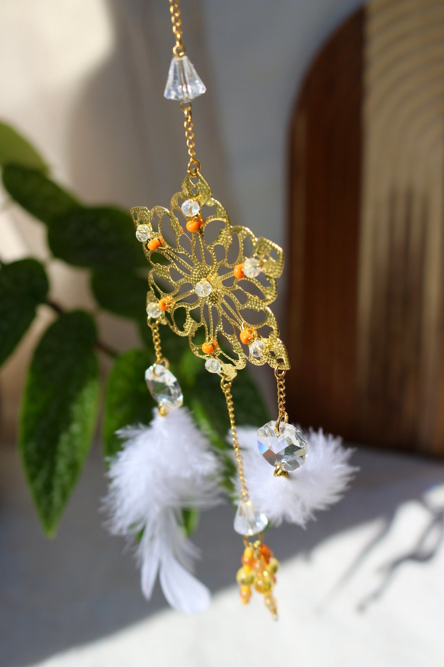 Solenne — Suncatcher en citrine et cornaline - Attrape soleil en pierres naturelles