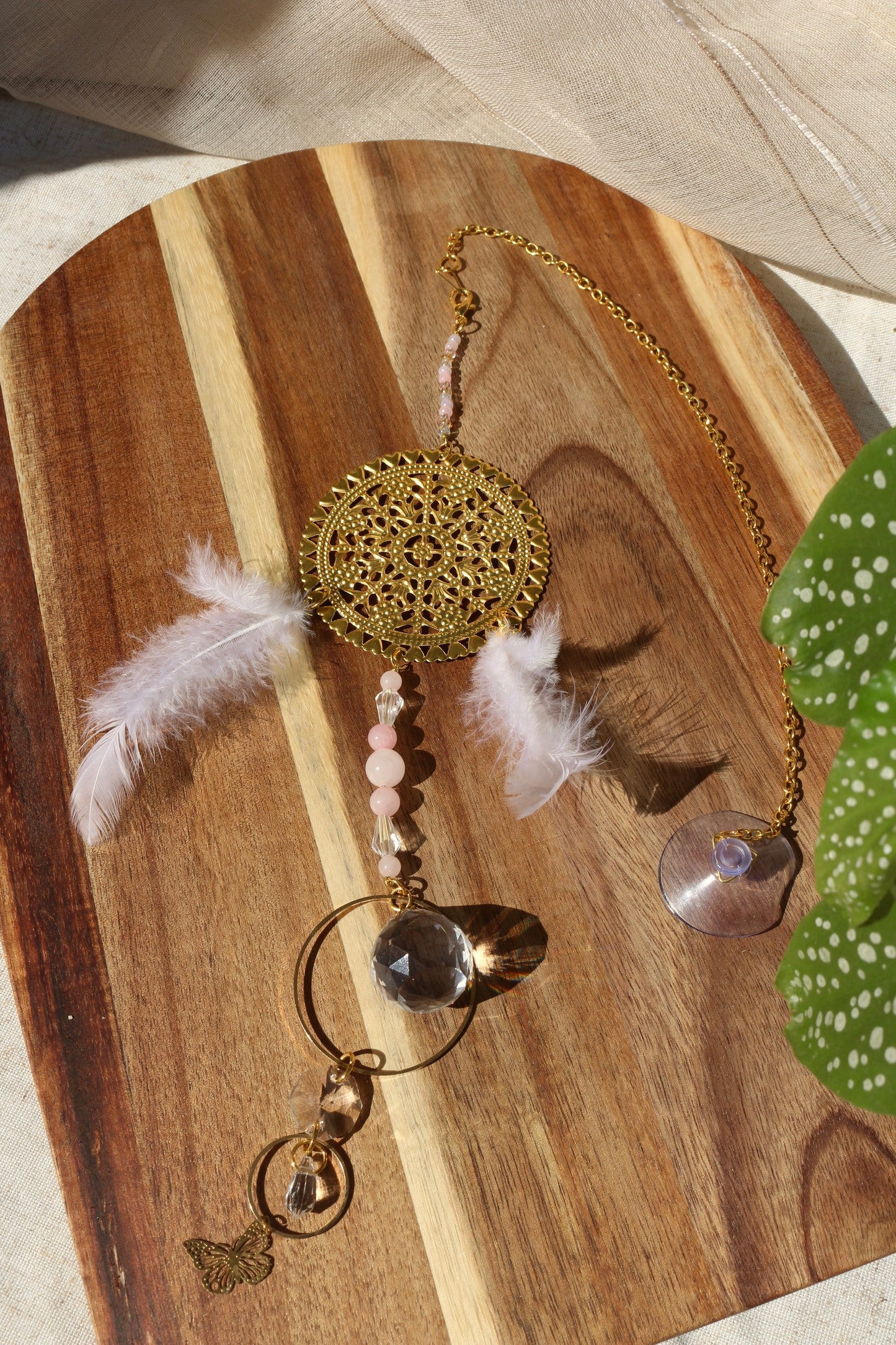 Rosalÿa — Suncatcher en quartz rose - Attrape soleil en pierres naturelles