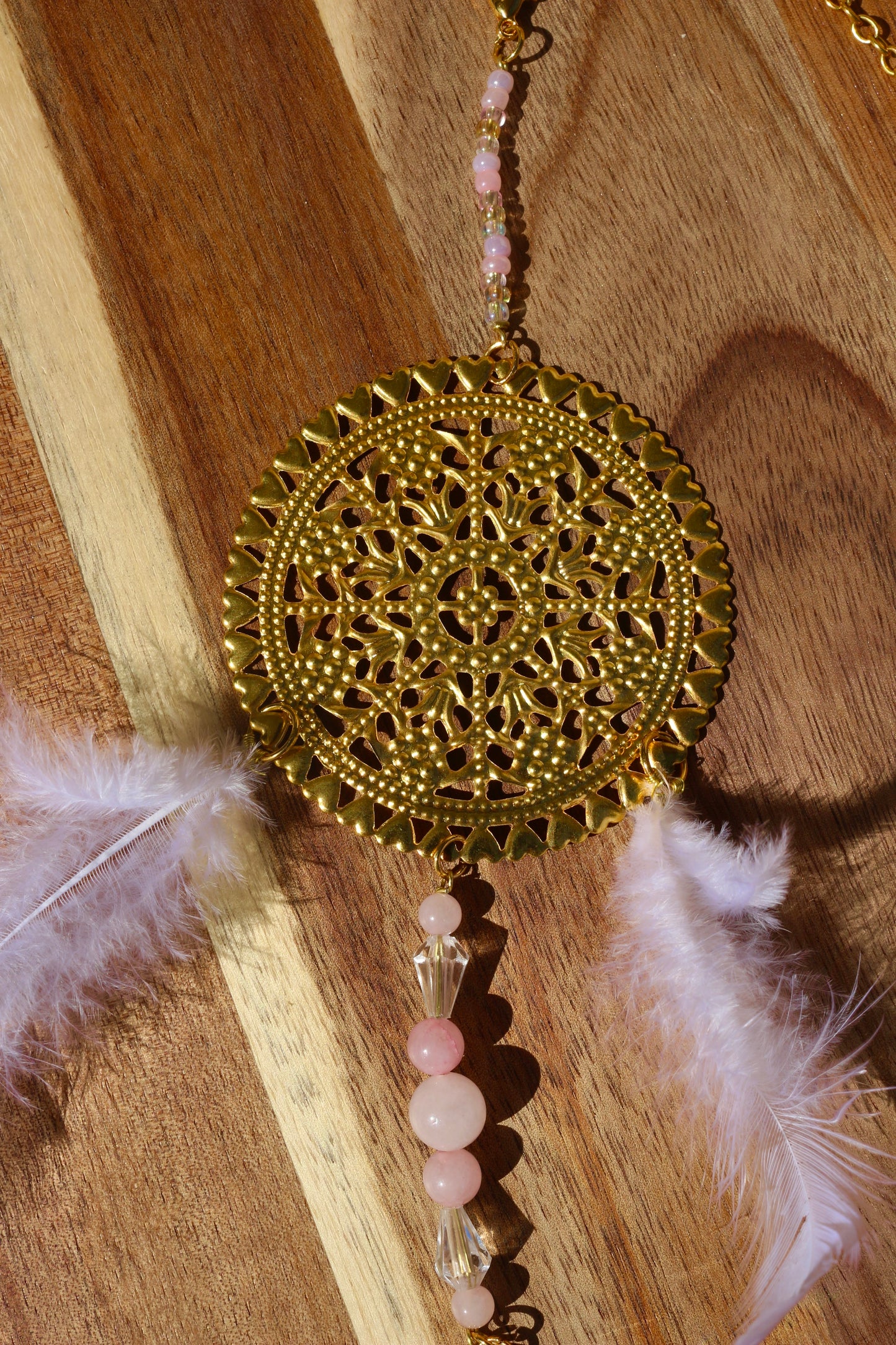 Rosalÿa — Suncatcher en quartz rose - Attrape soleil en pierres naturelles