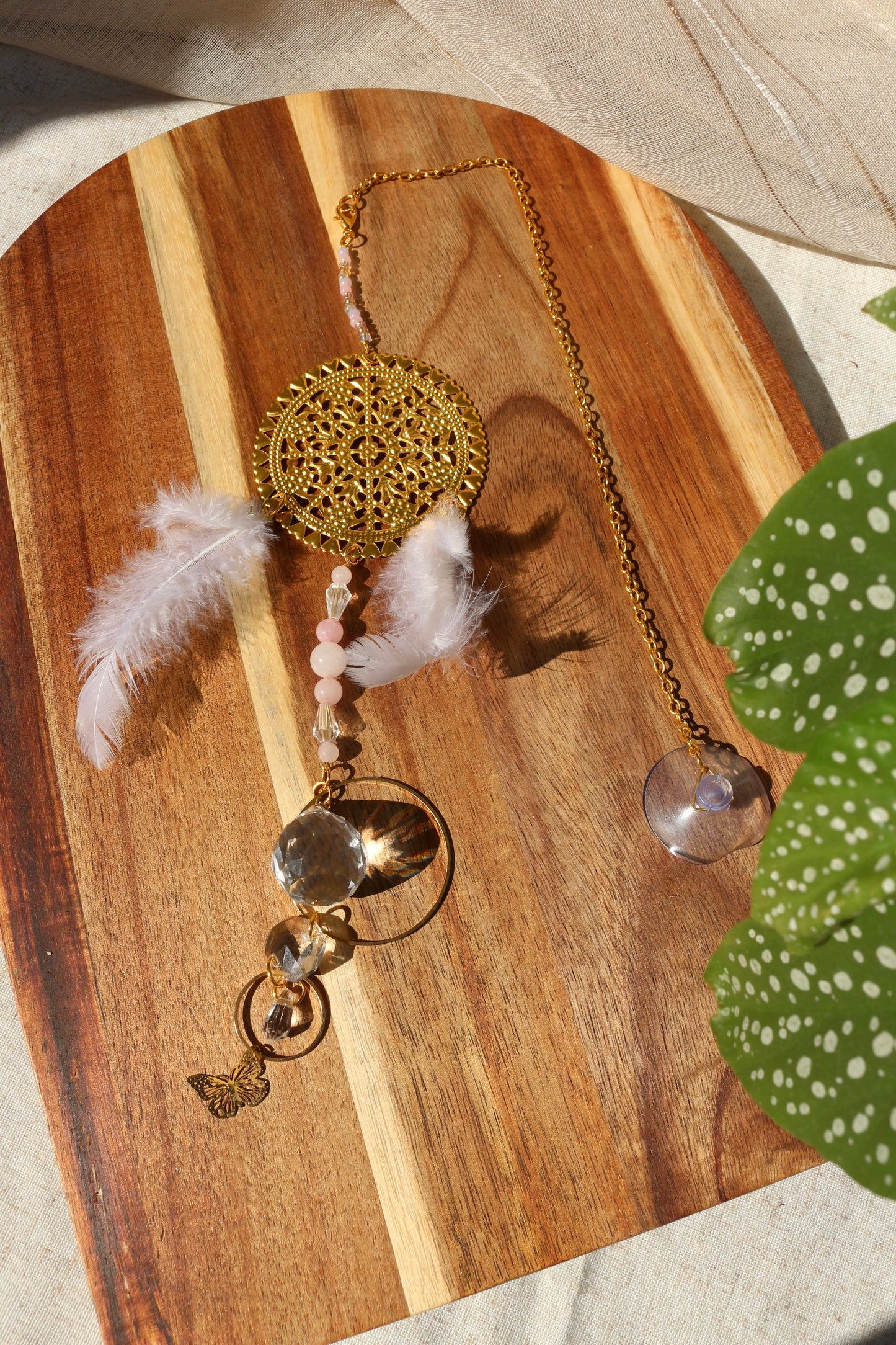 Rosalÿa — Suncatcher en quartz rose - Attrape soleil en pierres naturelles