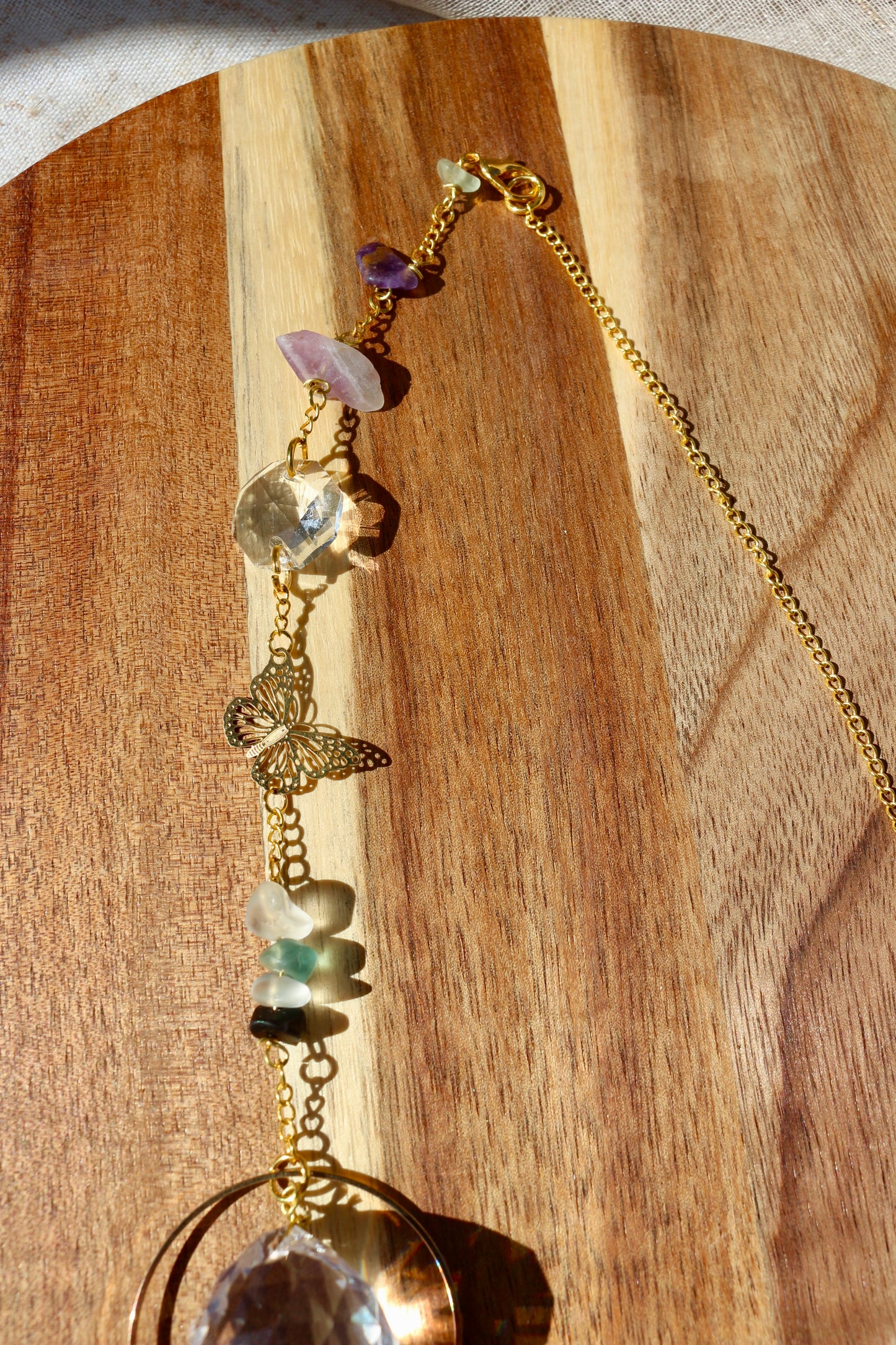 Lyrena — Suncatcher en fluorite - Attrape soleil en pierre naturelle