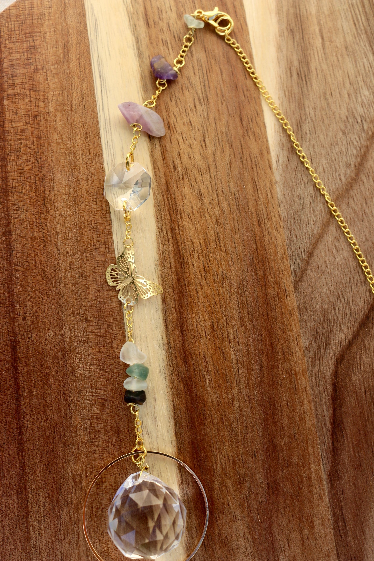 Lyrena — Suncatcher en fluorite - Attrape soleil en pierre naturelle