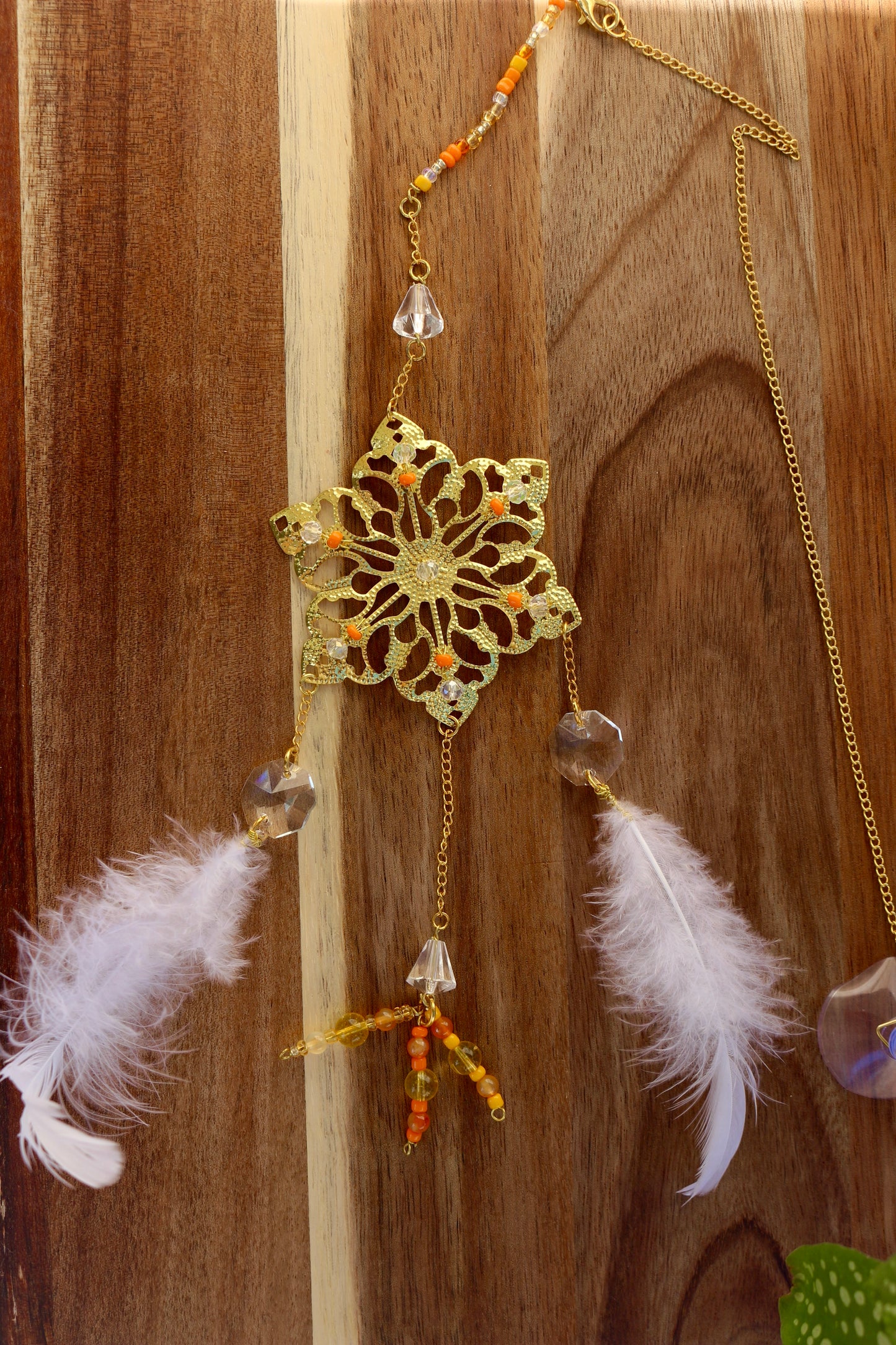 Solenne — Suncatcher en citrine et cornaline - Attrape soleil en pierres naturelles