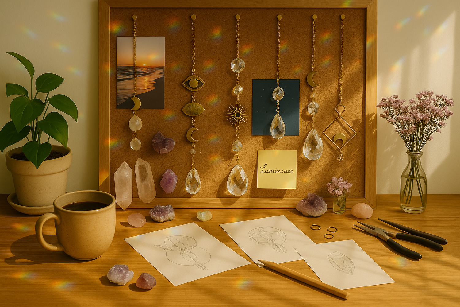 Découvrez OLLASUN, des suncatchers artisanaux inspirés par la nature et la lumière pour illuminer votre intérieur avec magie, douceur et bien-être. Créés à la main en France, nos capteurs de soleil apportent des arcs-en-ciel et une touche spirituelle à votre quotidien.