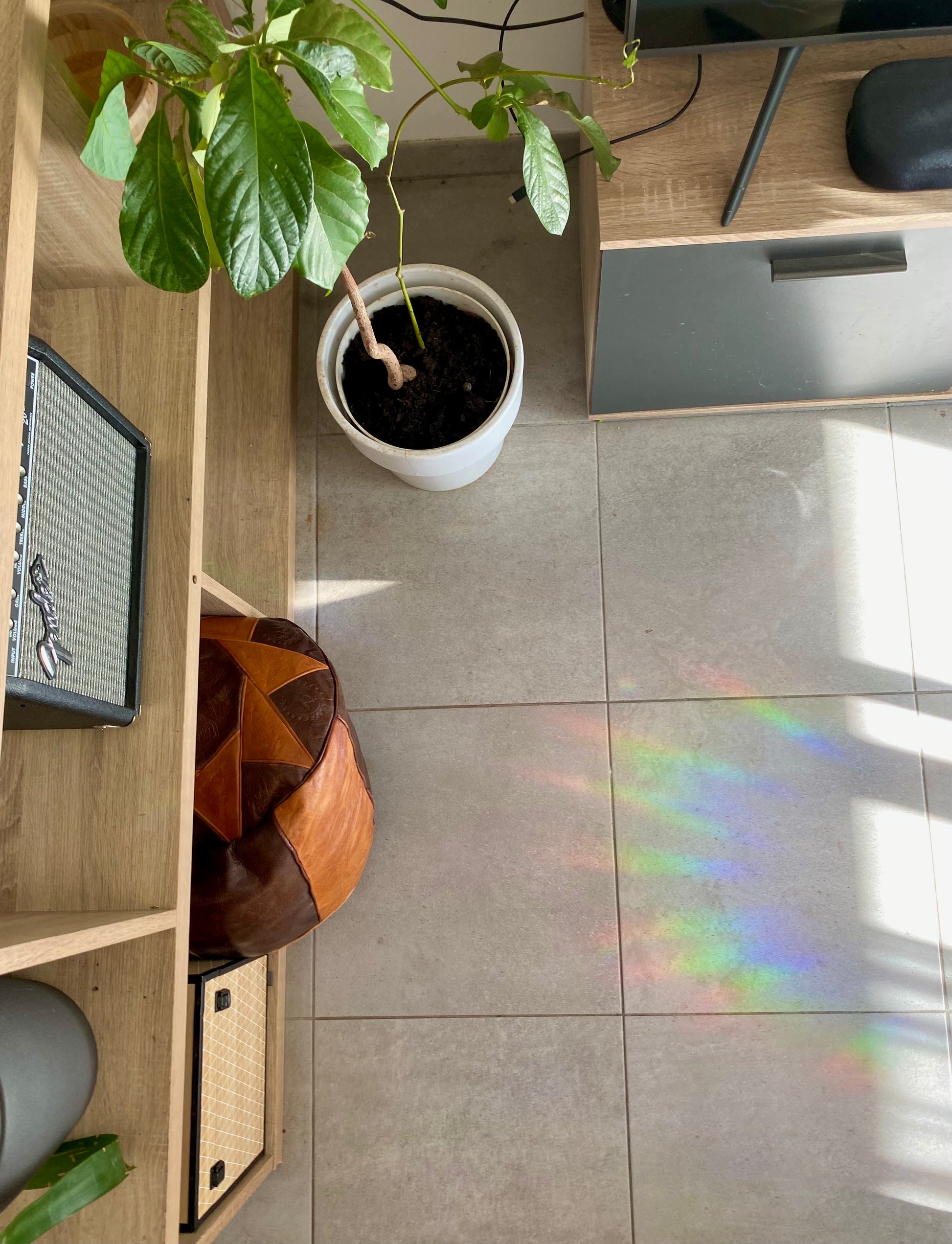 reflet arc en ciel d'un stickers suncatcher ollasun attrape soleil
